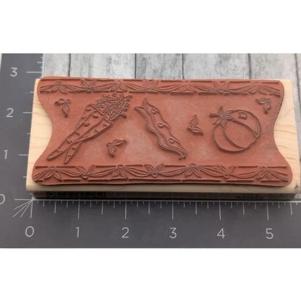 Stampa Rosa Tea Garden Border Vegetables 1998 Rubber Stamp Wood #D13